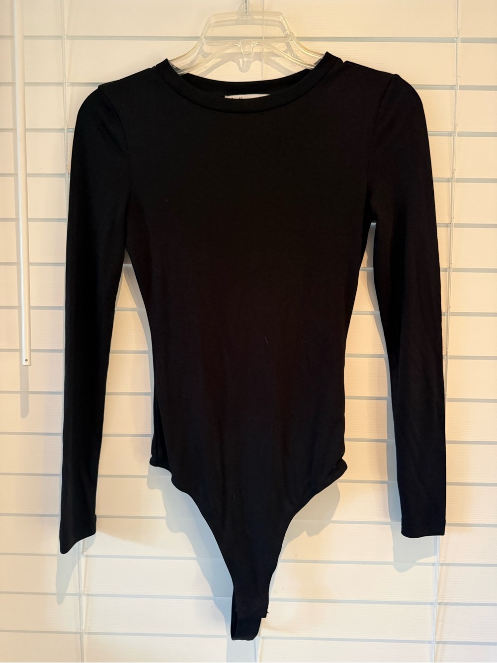 Elodie Black Long-Sleeve Crewneck Bodysuit